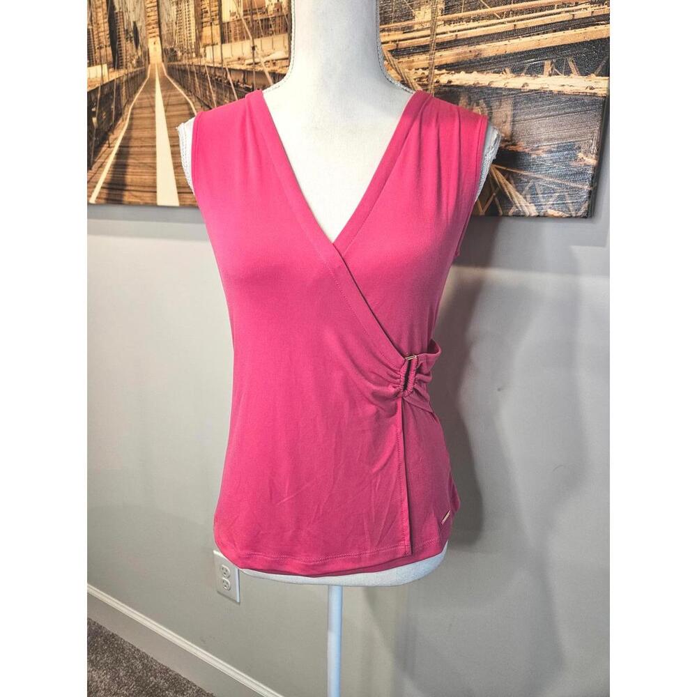 Nwt Tahari Stylish Pink Wrap Top= Size S